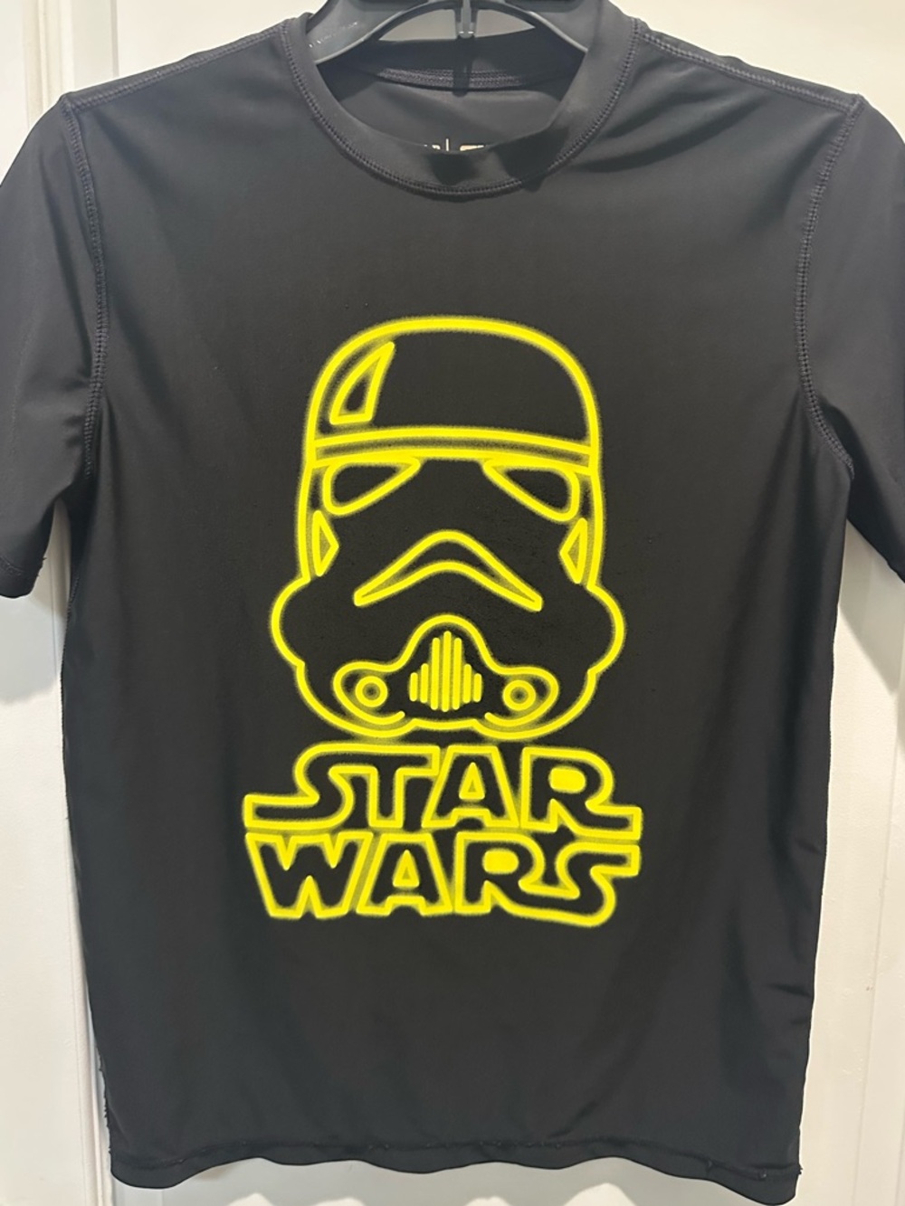Star Wars Boys Black Rashguard with Neon Yellow Stormtrooper Graphic